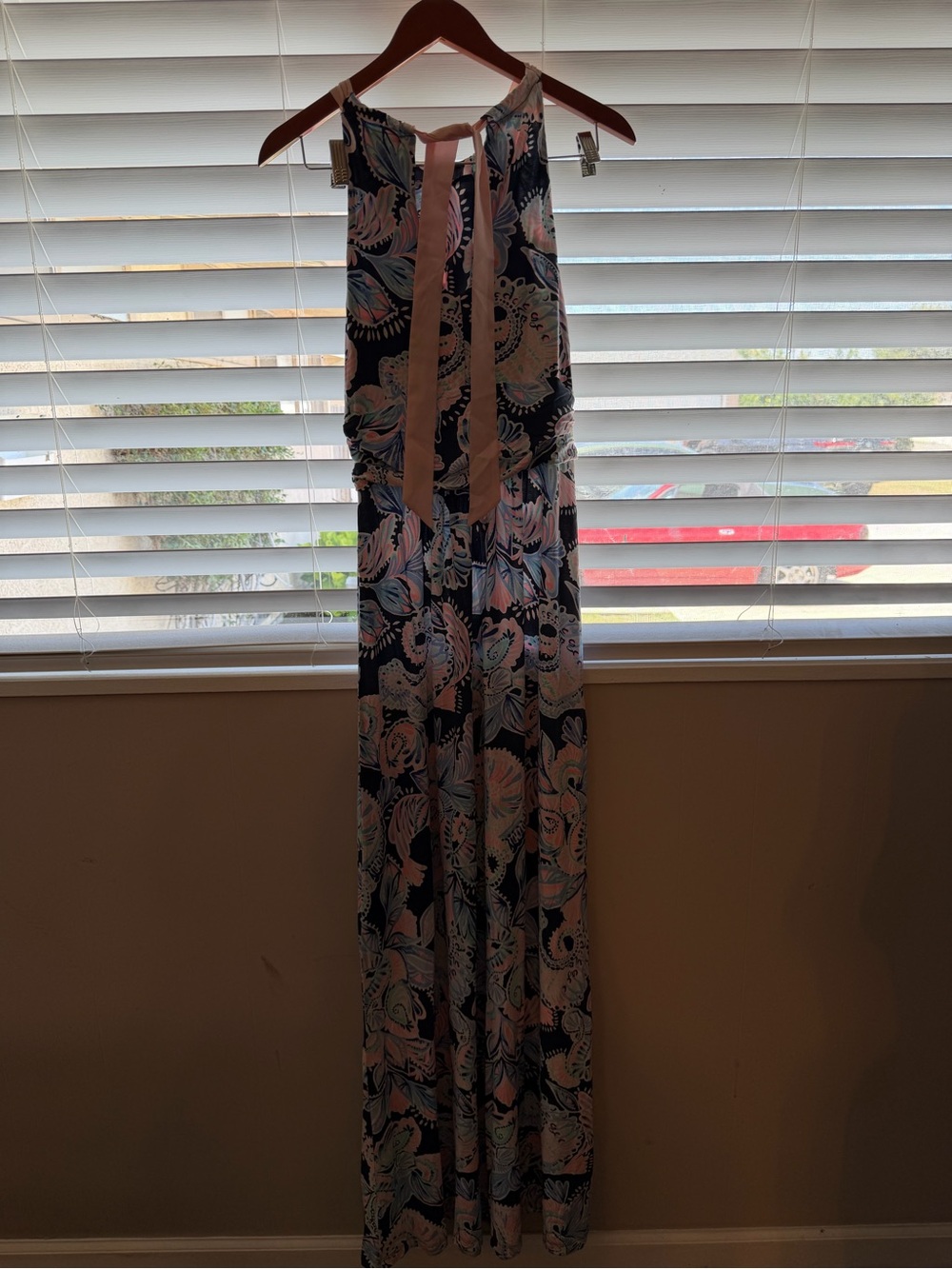 Lilly Pulitzer Halter Maxi Dress Navy Pink Floral Paisley Print Small - Picture 6 of 7
